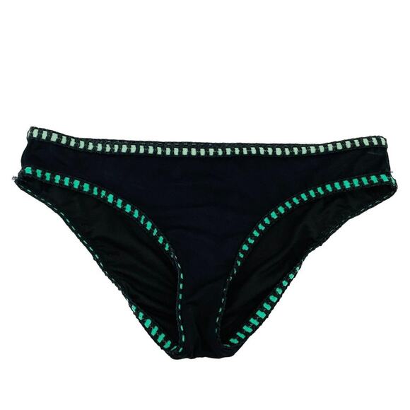 Victoria's Secret Black Bikini Swim Bottom Colorful Crochet Trim Size Medium - Picture 1 of 6
